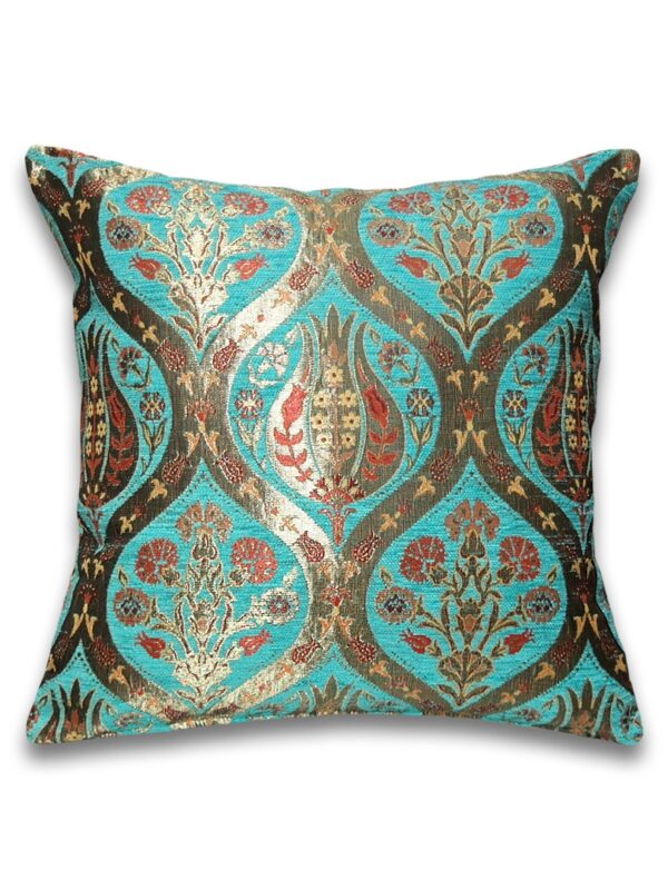 Türkizkék tulipán mintás díszpárna-PK3002-B-Törökországból-a