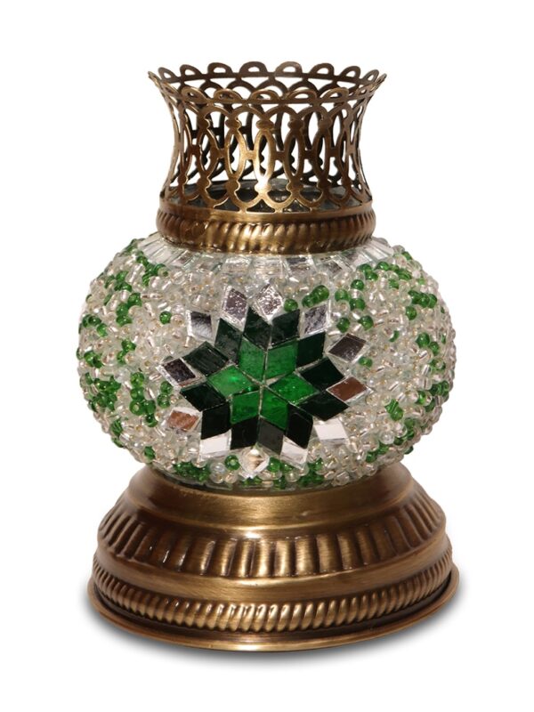 Zöld fehér mécsestartó