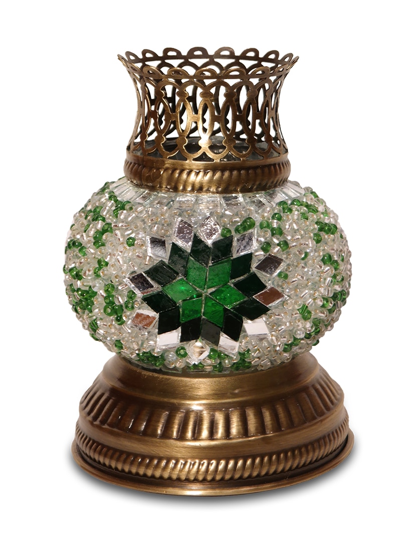 Zöld fehér mécsestartó