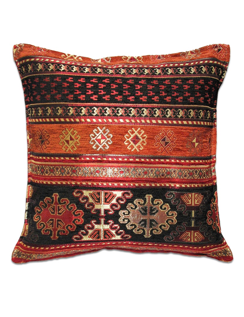 Ébenfekete kelim mintás díszpárna-PK1010-B-Törökországból-a