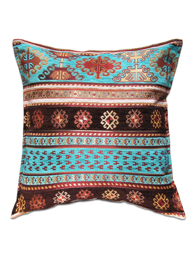 Türkizkék kelim mintás díszpárna-PK1013-B-Törökországból-a
