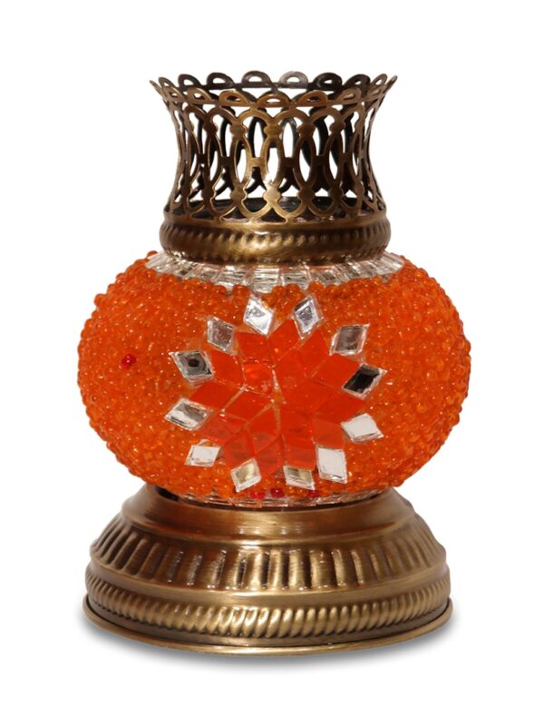 Világos narancssárga mécsestartó - TM528-N6-mozaikuveg-mecsestarto-torokorszagbol