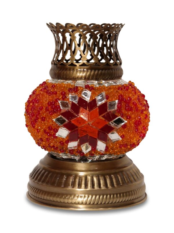 Sötét narancssárga mécsestartó - TM528-N7-mozaikuveg-mecsestarto-torokorszagbol