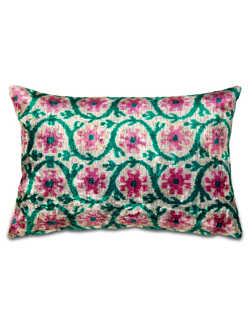 Ikat díszpárna - BIN20-LT-ikat-selyem-barsony-diszparna-huzat-uzbegisztanbol-a