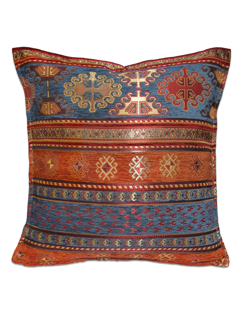 Világoskék kelim mintás díszpárna-pk1005-B-Törökországból-a