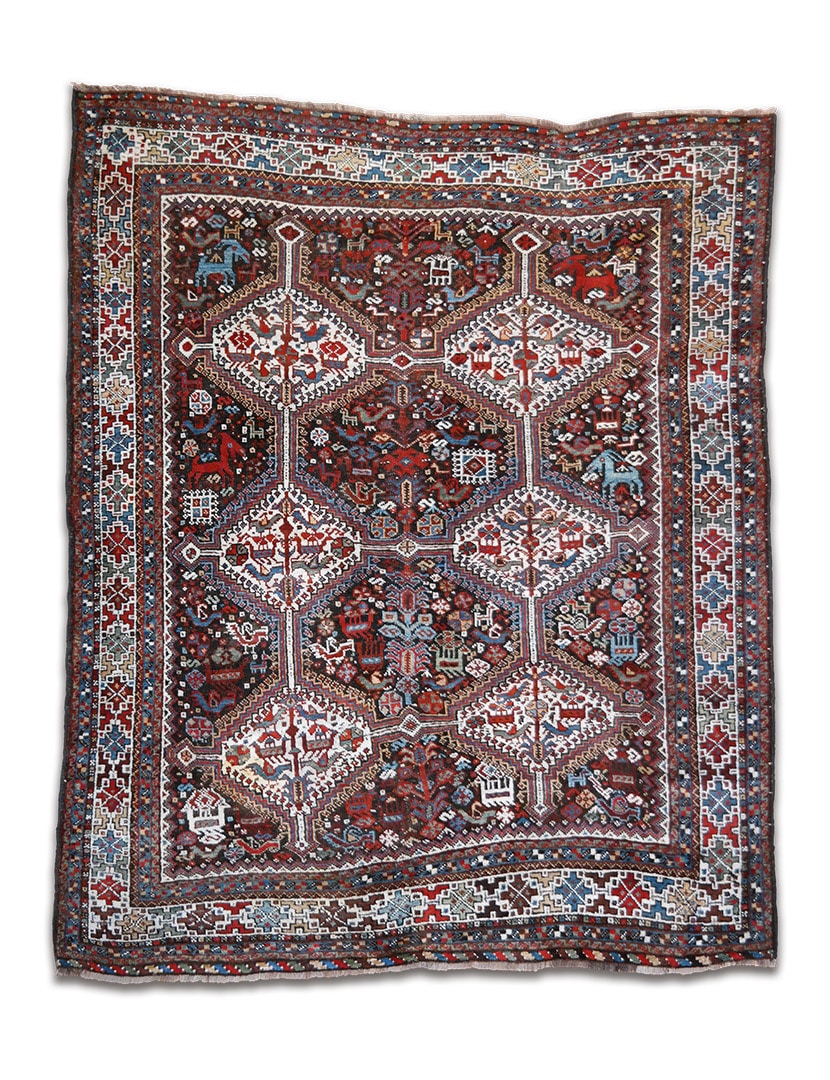 Khamseh antik perzsa szőnyeg