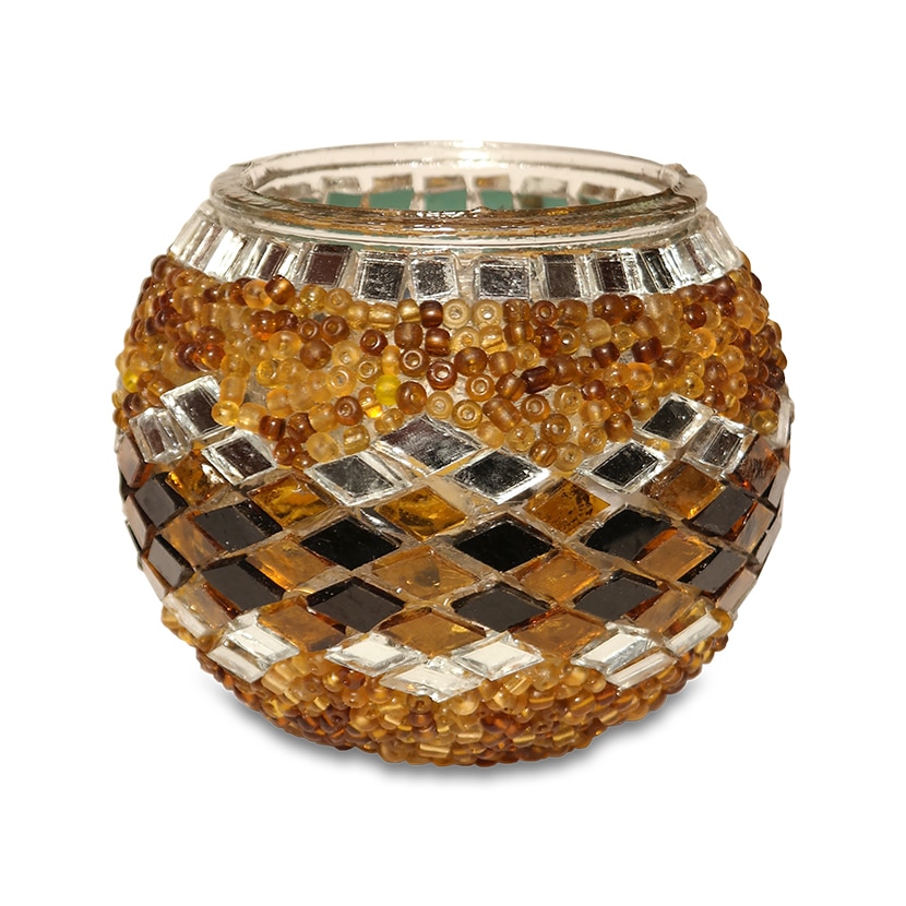 Barna török mécsestartó - TM495-B1-mozaikuveg-mecsestarto-torokorszagbol-aa