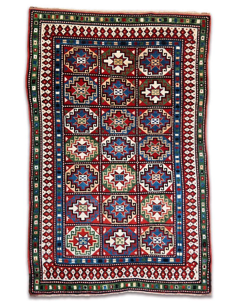 Régi Kazak szőnyeg 214 x 140 cm - AAB084-vintage-Kazak-kezi-csomozasu-gyapju-szonyeg-a-kaukazusbol-a