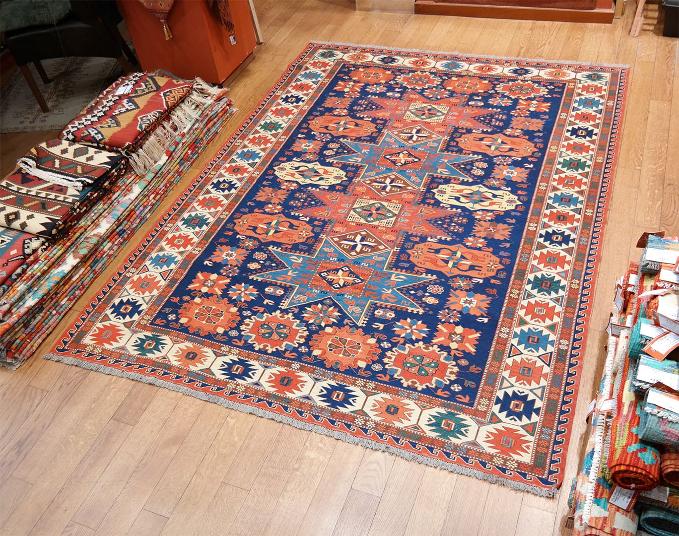 Pakisztáni Szumák szőnyeg 261 x 190 cm - KR2101-finom-kezi-szovesu-szumak-gyapju-szonyeg-pakisztanbol-o