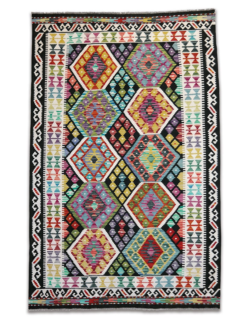 Kelim szőnyeg 191 x 124 cm - SPM30-1786-maimana-kelim-kezi-szovesu-pakisztani-gyapju-szonyeg-a