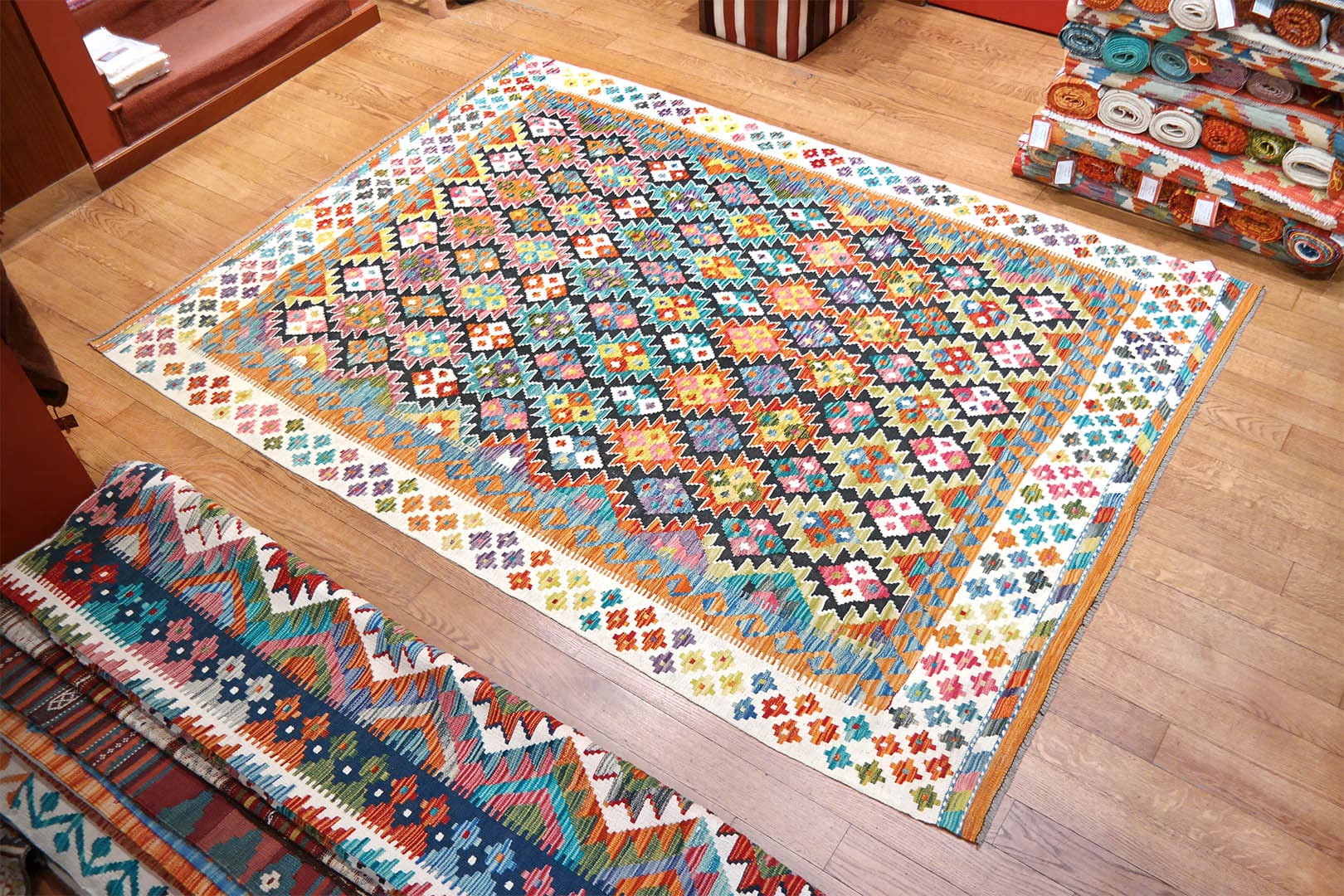 SAMSUNG CSC Kilim szövött szőnyeg 247 x 181 cm - SPM30-1773-maimana-kelim-kezi-szovesu-gyapju-szonyeg-pakisztanbol-b