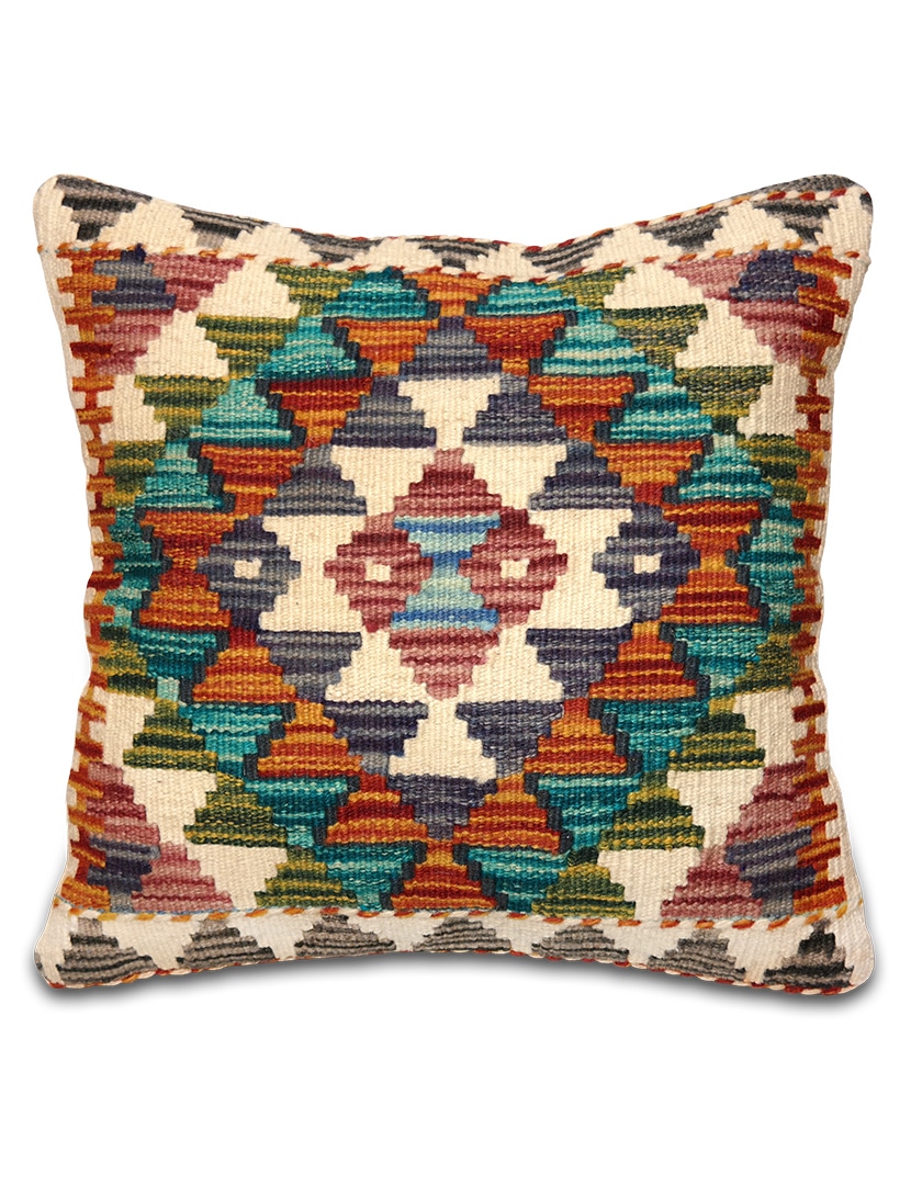Kelim párnahuzat 44 x 43 cm - SP85-411-kezi-szovesu-gyapju-kilim-parna-huzat-pakisztanbol.a