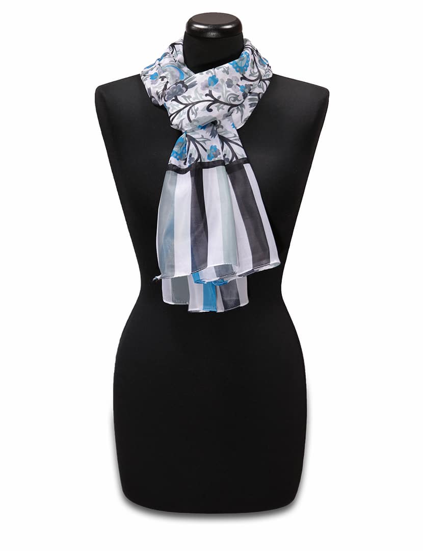 Kék selyem-viszkóz sál - EPO375-K-noi-viszkoz-sal-indiabol-a