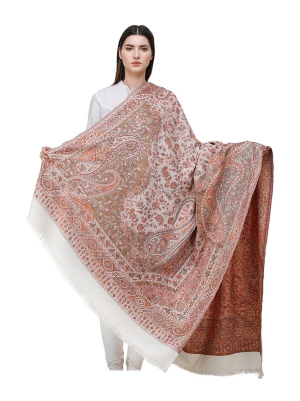 Finom Indiai fehér stóla - EW14F-himzett-gyapju-selyem-sal-indiabol-a