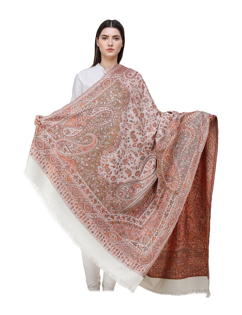 Finom Indiai fehér stóla - EW14F-himzett-gyapju-selyem-sal-indiabol-a