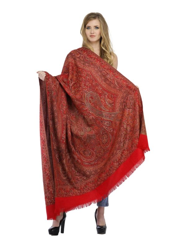 Finom Indiai piros stóla - EW14P-himzett-gyapju-selyem-sal-indiabol-ax