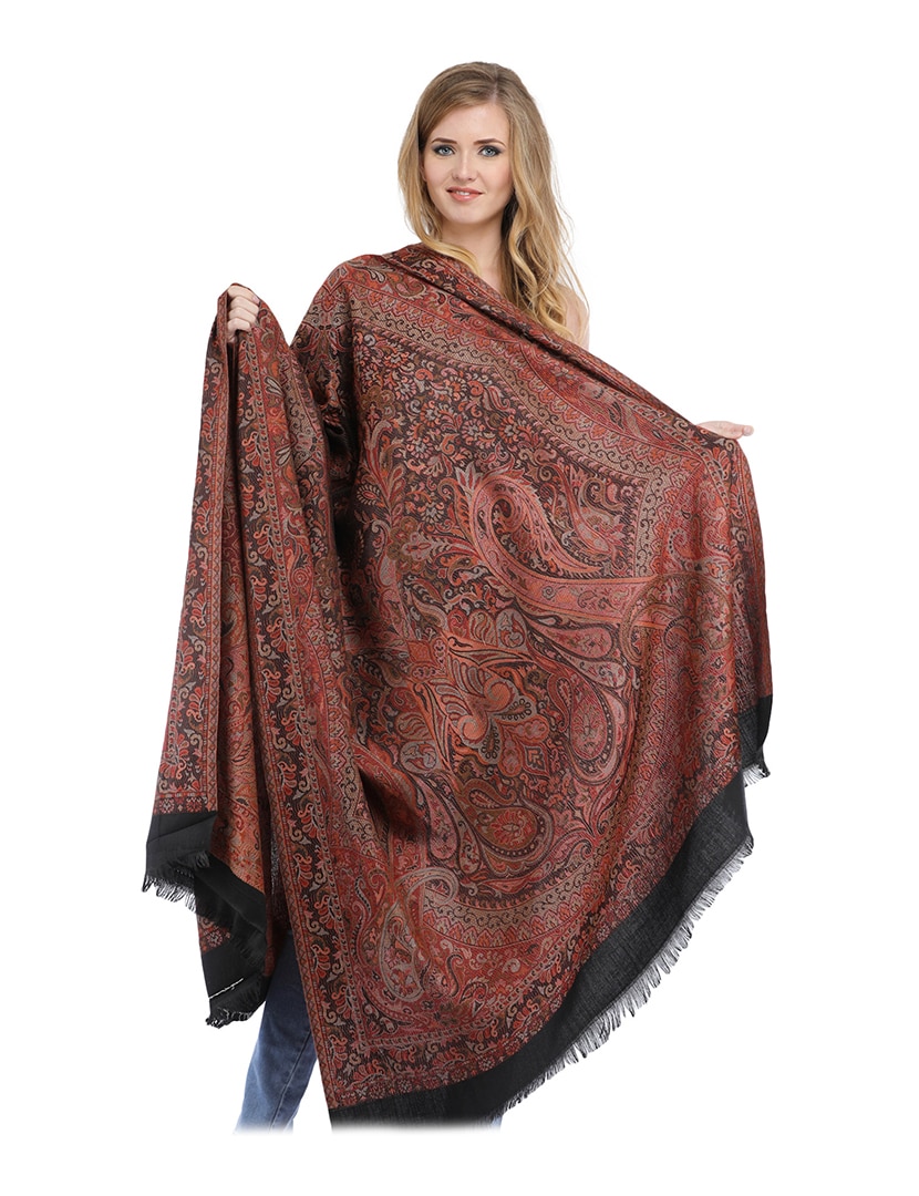 Finom Indiai sötét stóla - EW14S-himzett-gyapju-sal-indiabol-a