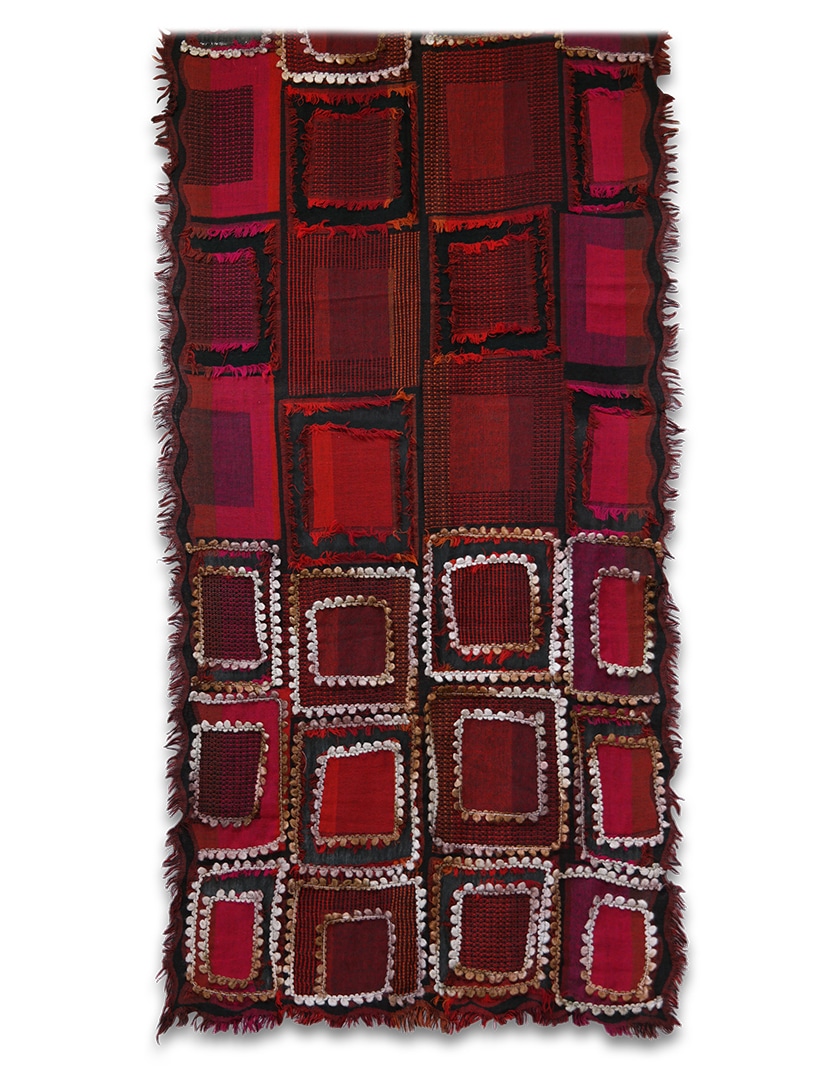 SAMSUNG CSC Hímzett piros gyapjú stóla - KJAM194-PF1-noi-gyapju-sal-indiabol-f