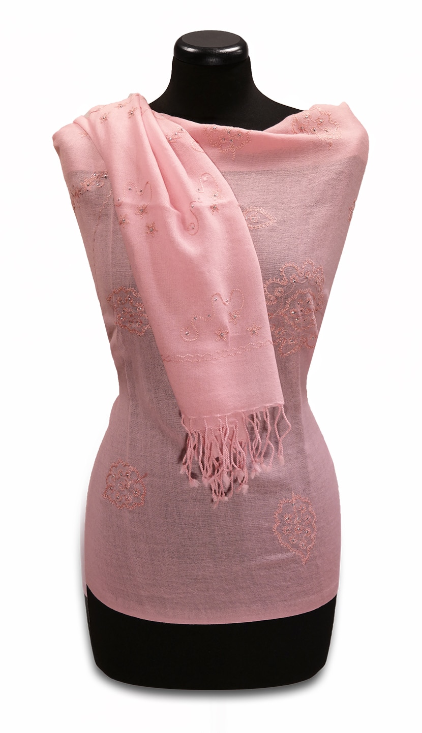 Világos rózsaszín gyapjú stóla - SE12-R1-noi-gyapju-sal-indiabol-aa