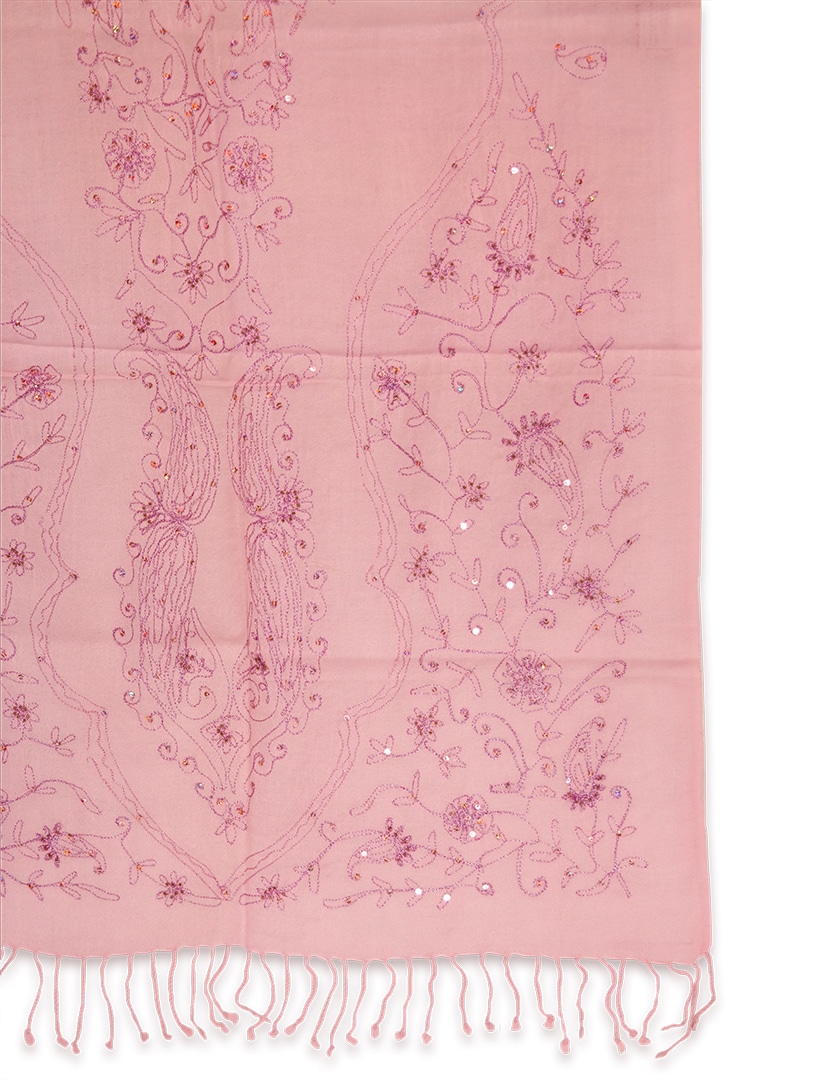 Hímzett halvány rózsaszín gyapjú sál - SHE125-R7-himzett-noi-gyapju-sal-indiabol-j