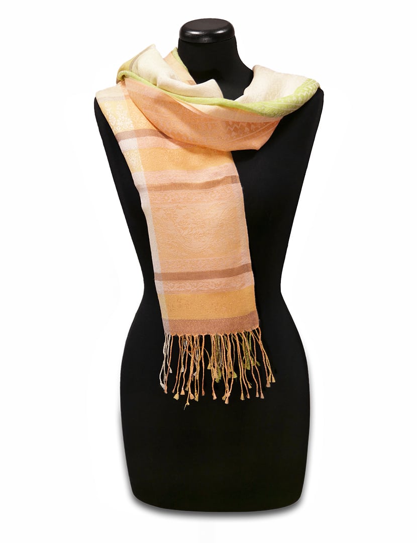 Női aranysárga selyem stóla - TWSJ153-SN1-selyem-gyapju-noi-sal-indiabol-b