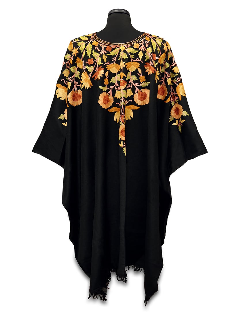 SAMSUNG CSC Sárgásbarna színű hímzett poncsó - KPOE-FSZ15-noi-himzett-gyapju-poncso-indiabol-b