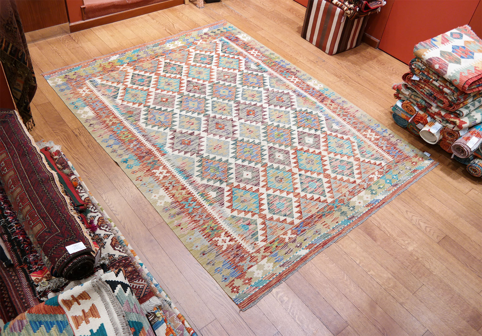 Kilim szövött szőnyeg 239 x 183 cm - SPM30-1838-kezi-szovesu-gyapju-kelim-szonyeg-pakisztanbol-b