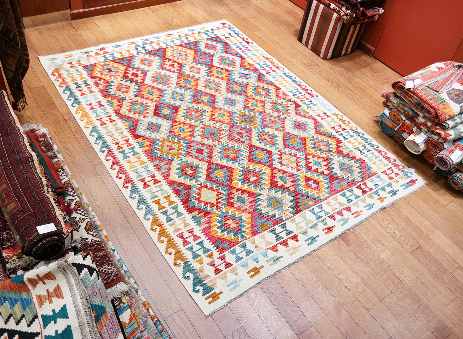 Kelim szövött szőnyeg 243 x 183 cm - SPM30-1839-kezi-szovesu-gyapju-kelim-szonyeg-pakisztanbol-b