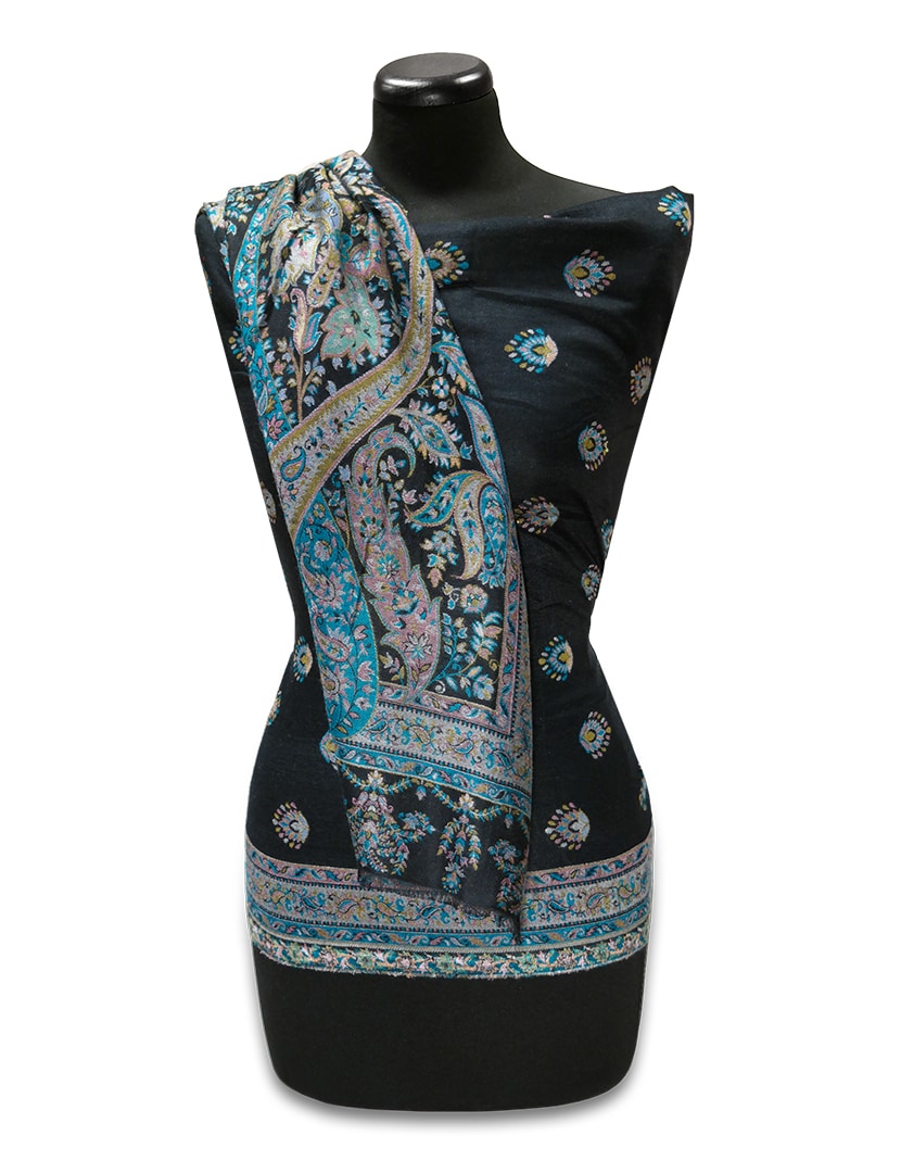 Türkizkék modál selyem stóla - TMK96-FTK-modal-selyemsal-indiabol-a