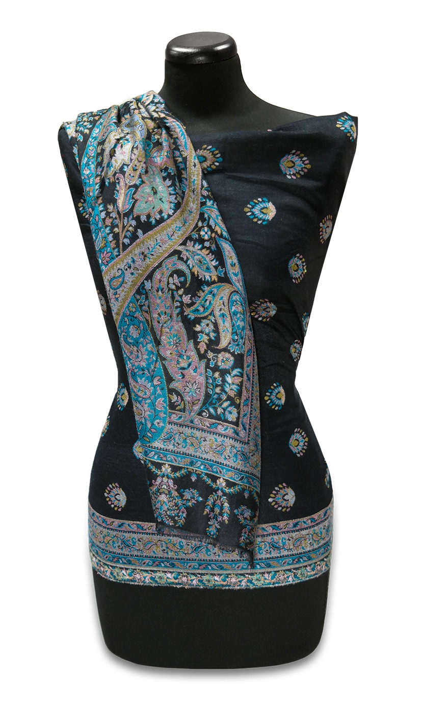 Türkizkék modál selyem stóla - TMK96-FTK-modal-selyemsal-indiabol-aa