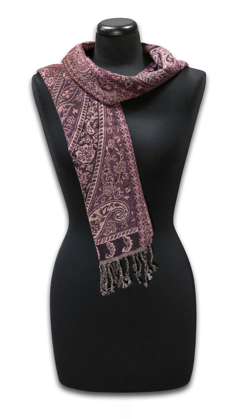 Női lila gyapjú stóla - TWJ78-L1-keskeny-noi-gyapju-sal-indiabol-aa