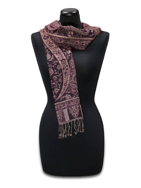 Női sötét lila gyapjú stóla - TWJ78-L2-keskeny-noi-gyapju-sal-indiabol-a