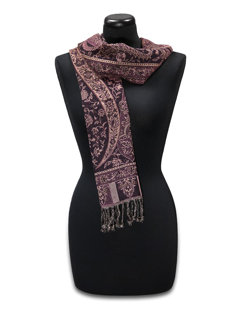 Női sötét lila gyapjú stóla - TWJ78-L2-keskeny-noi-gyapju-sal-indiabol-a