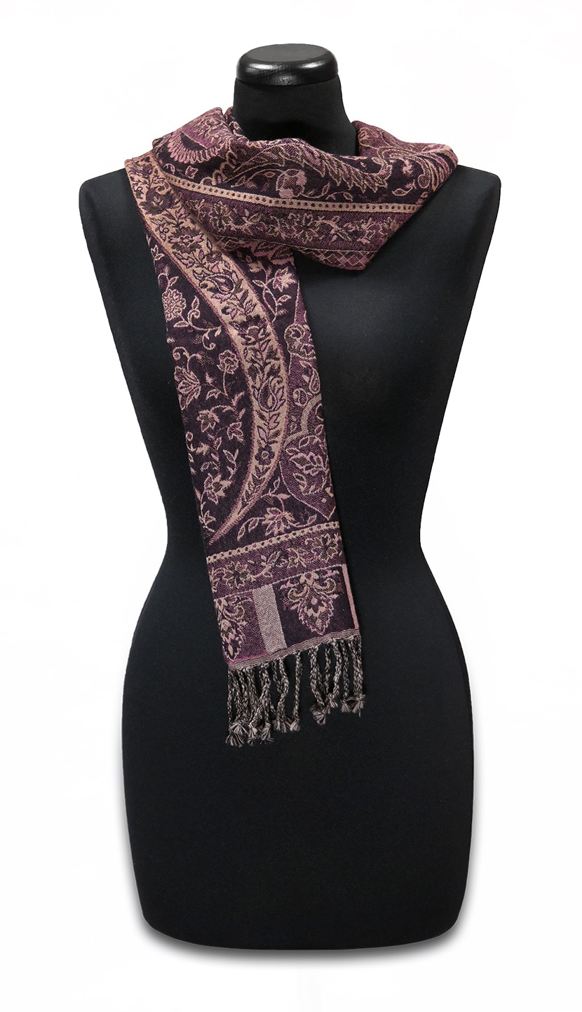 Női sötét lila gyapjú stóla - TWJ78-L2-keskeny-noi-gyapju-sal-indiabol-aa