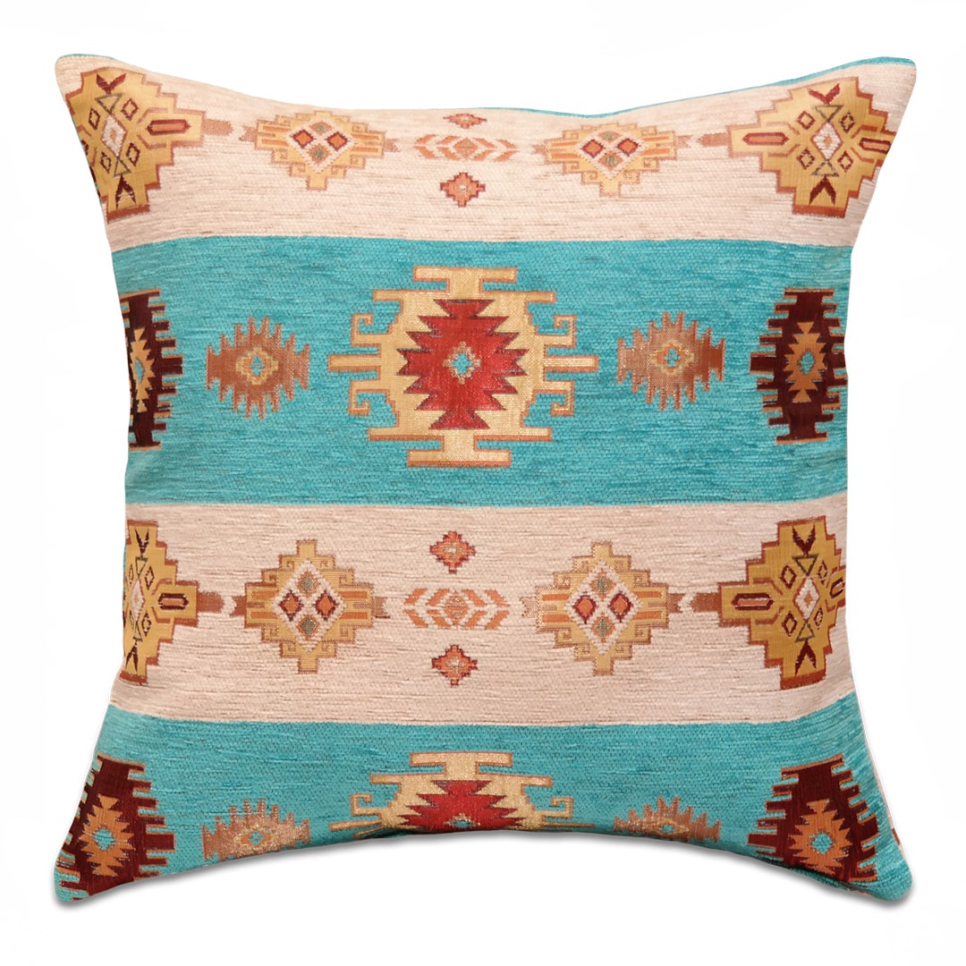 Türkizkék csíkos díszpárna - pk-6028-B-ottoman-diszparna-huzat-torokorszagbol-aa