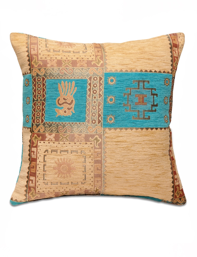 Türkizkék kockás díszpárna - pk-6032-B-ottoman-diszparna-huzat-torokorszagbol-a