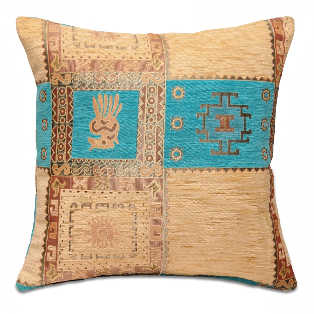 Türkizkék kockás díszpárna - pk-6032-B-ottoman-diszparna-huzat-torokorszagbol-aa