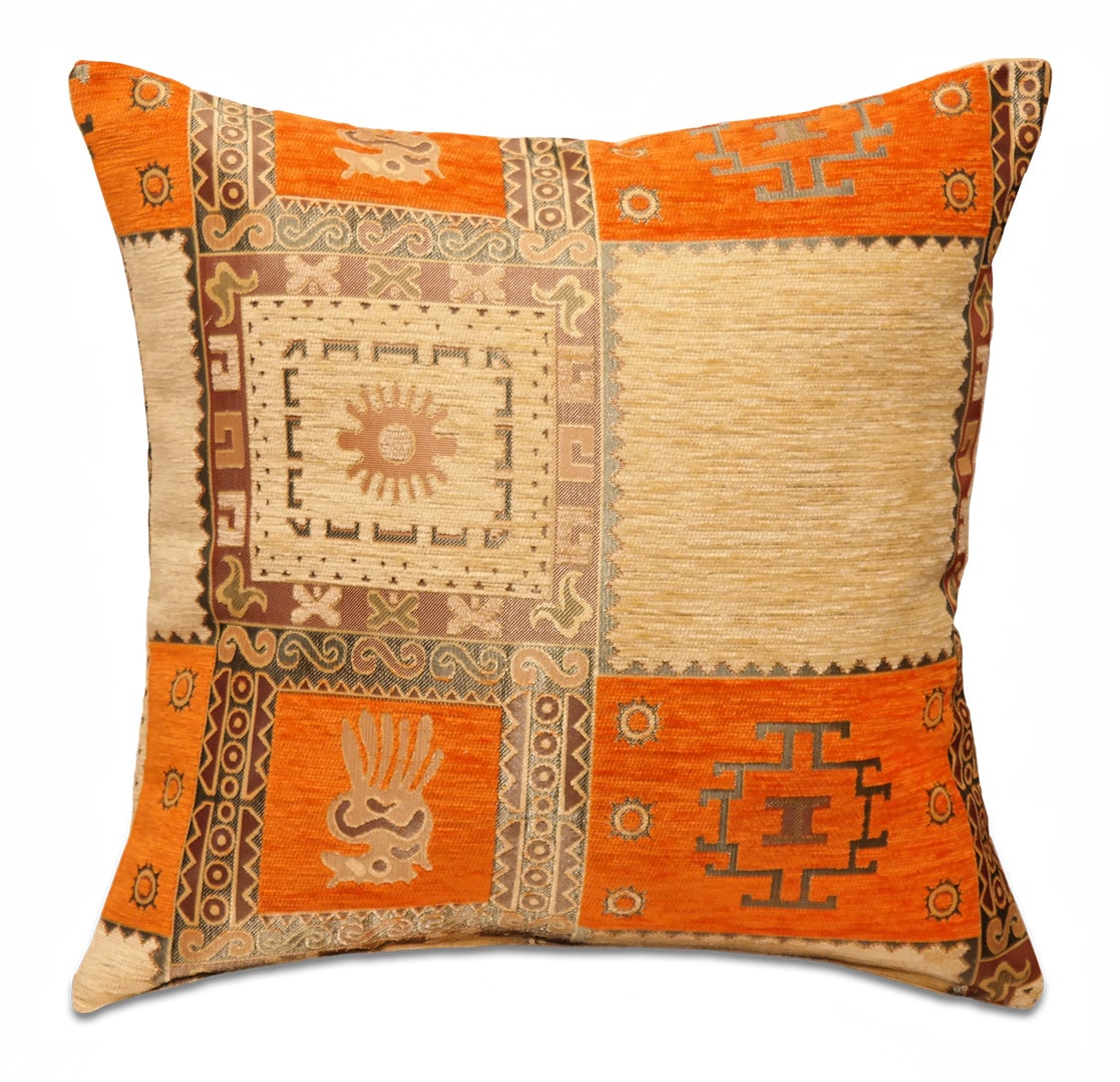 Narancssárga kockás díszpárna - pk-6034-B-ottoman-diszparna-huzat-torokorszagbol-aa