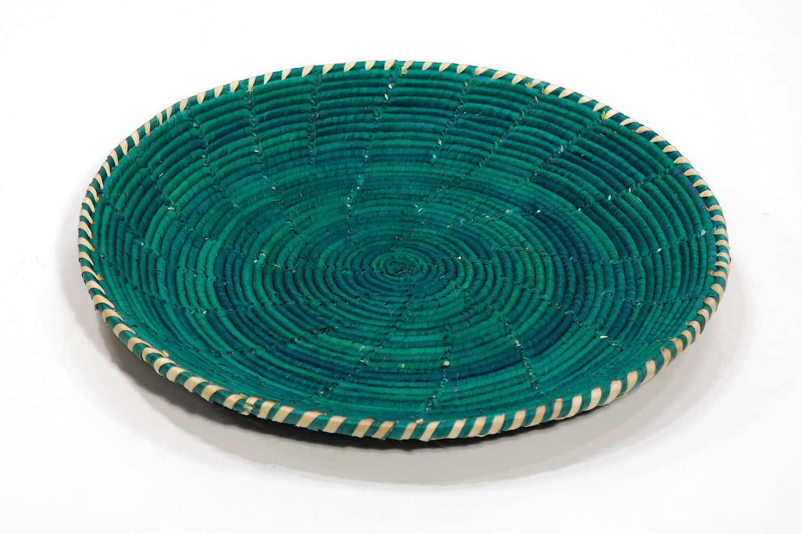 Türkizzöld pálmalevél tároló kosár - SPK7-TZ-fonott-palmalevel-kosar-pakisztanbol-b