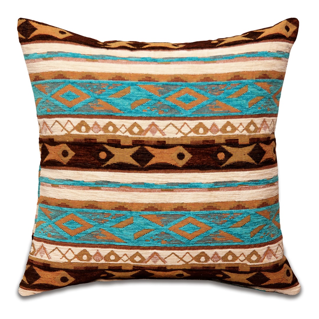 Turquoise blue striped pillowcase - pk-1041-B-ottoman-cushion-cover-from-turkey-aa