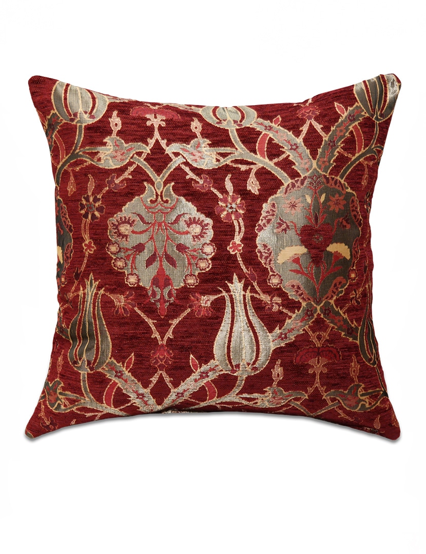 Virágos bordó díszpárna - pk-7004-ottoman-diszparna-huzat-torokorszagbol-a