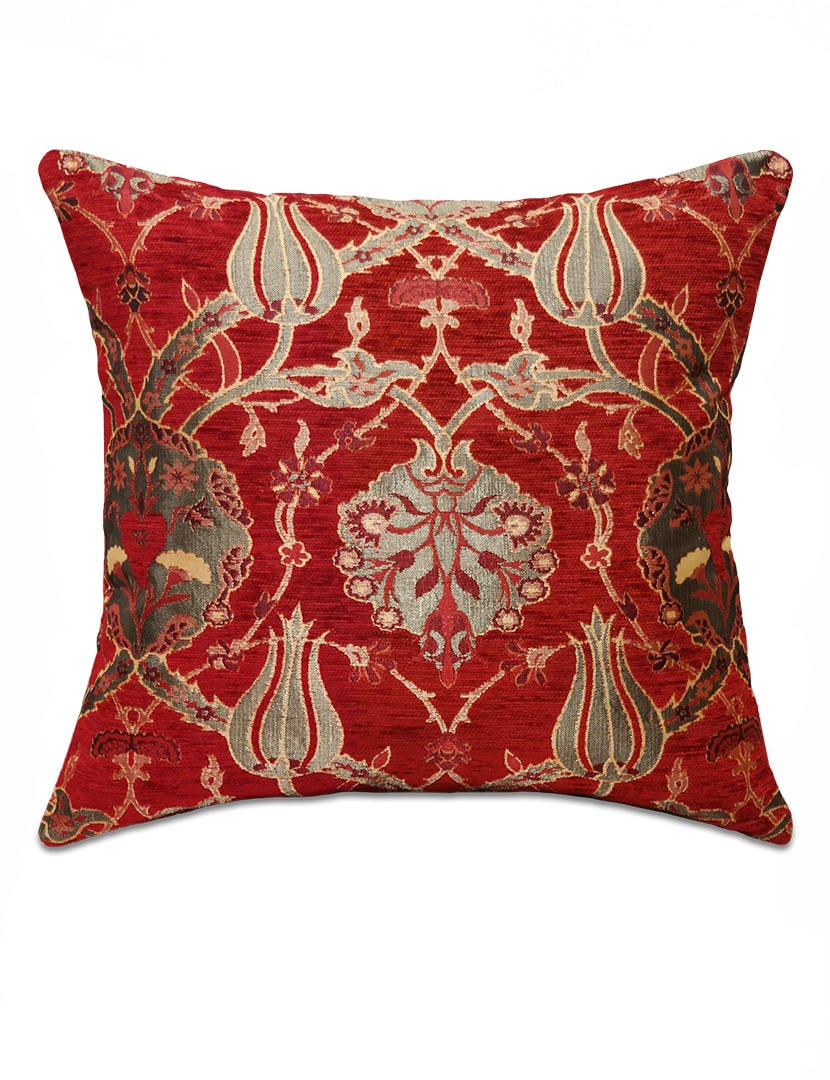 Virágos piros díszpárna - pk-7006-ottoman-diszparna-huzat-torokorszagbol-a