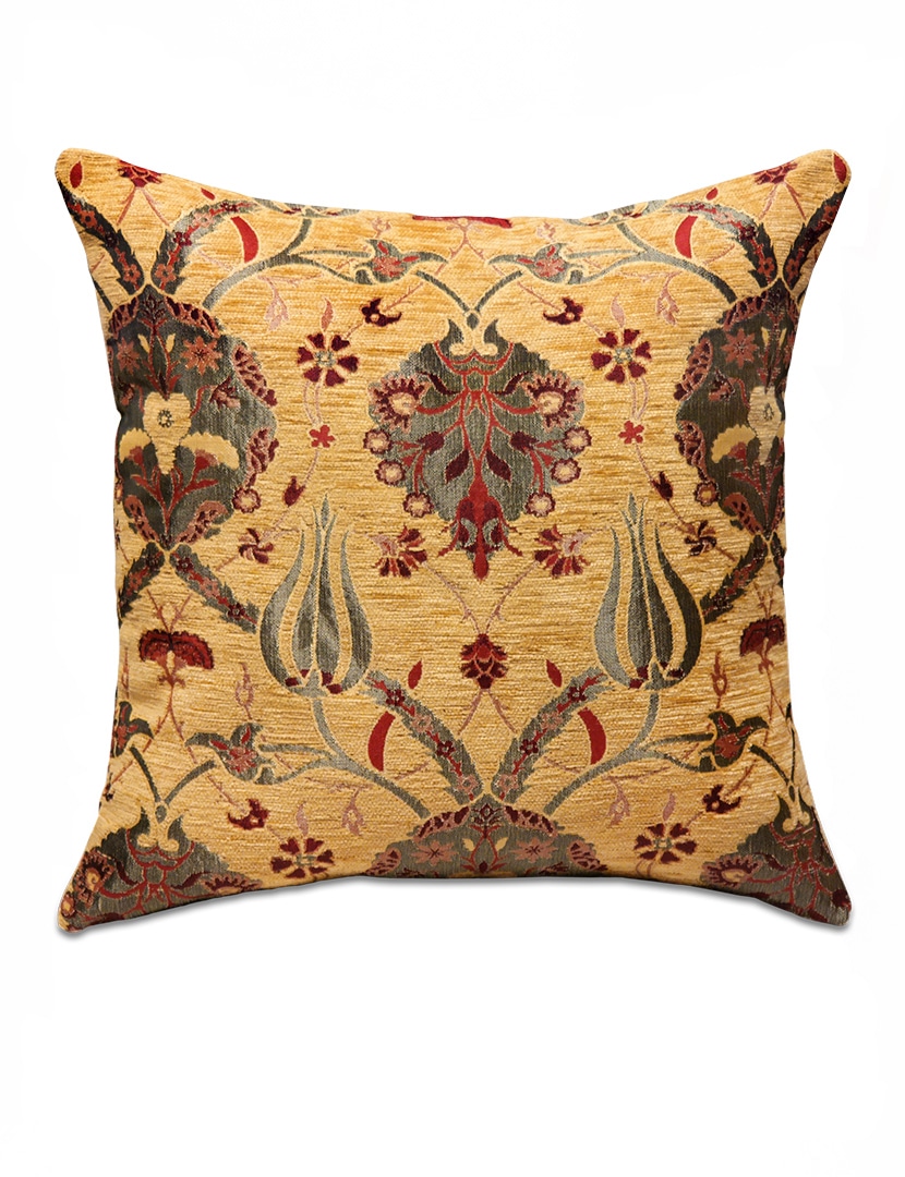 Virágos sárga díszpárna - pk-7012-ottoman-diszparna-huzat-torokorszagbol-a