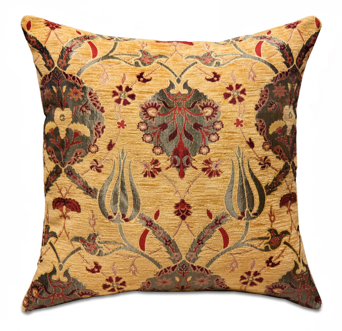 Virágos sárga díszpárna - pk-7012-ottoman-diszparna-huzat-torokorszagbol-aa