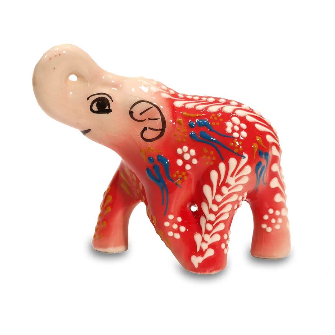 Piros kerámia elefánt - CE465-P1-keramia-elefant-torokorszagbol-aa