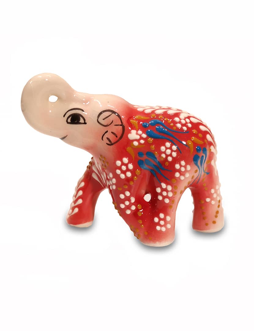 Világos piros kerámia elefánt - CE465-P2-keramia-elefant-torokorszagbol-a