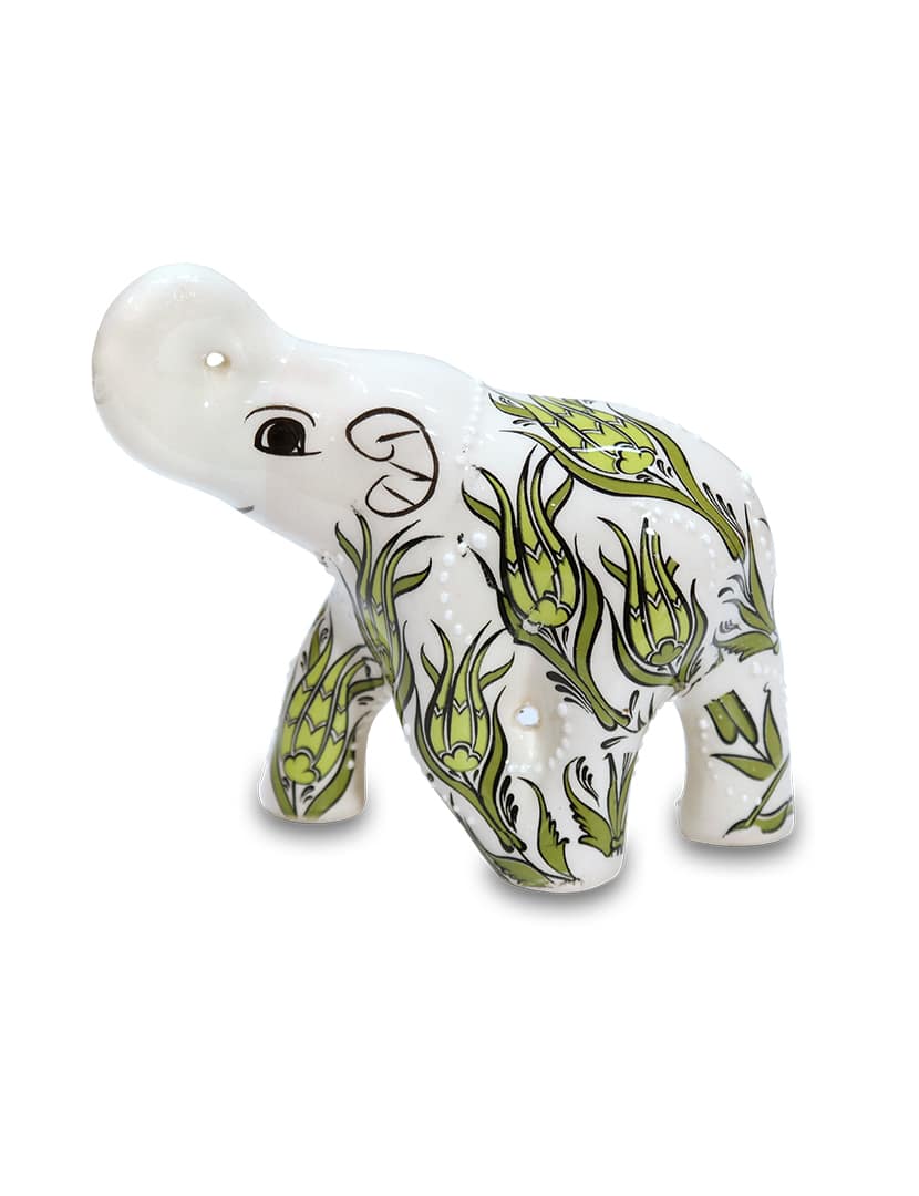 Zöld kerámia elefánt - CE65-FEZ1-keramia-elefant-torokorszagbol-a