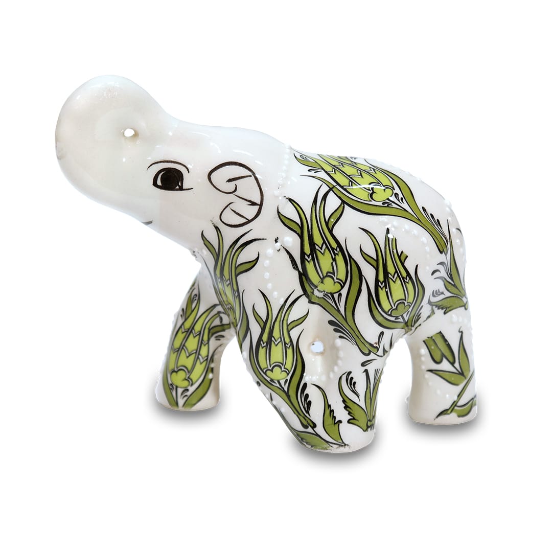 Zöld kerámia elefánt - CE65-FEZ1-keramia-elefant-torokorszagbol-aa