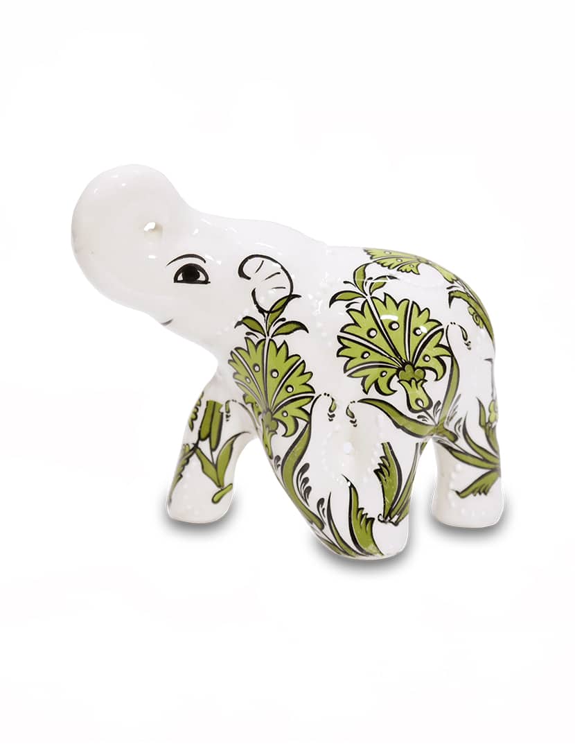 Fűzöld kerámia elefánt - CE65-FEZ2-keramia-elefant-torokorszagbol-a