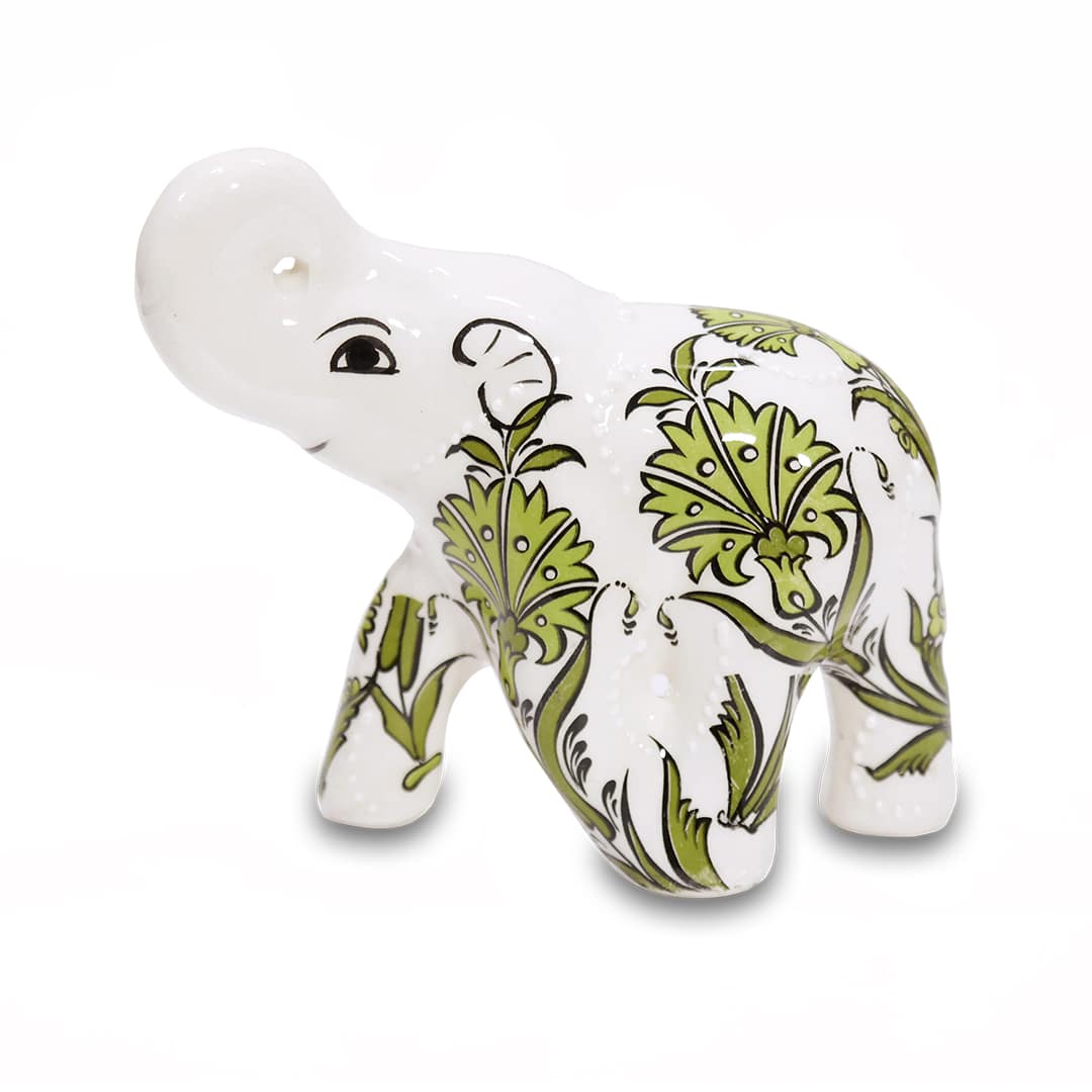 Fűzöld kerámia elefánt - CE65-FEZ2-keramia-elefant-torokorszagbol-aa